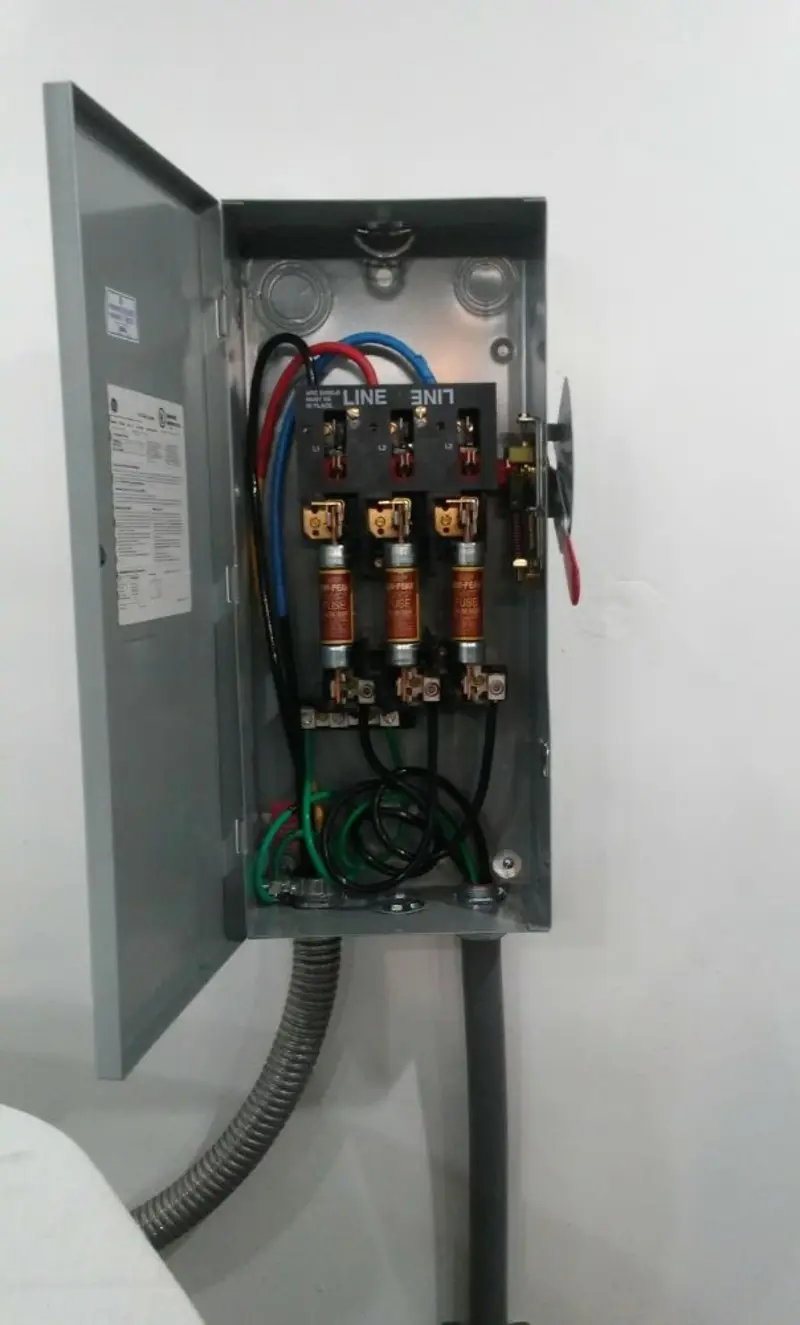 Three-phase disconnect switch installed for Electrical Wiring & Rewiring in Orchards
